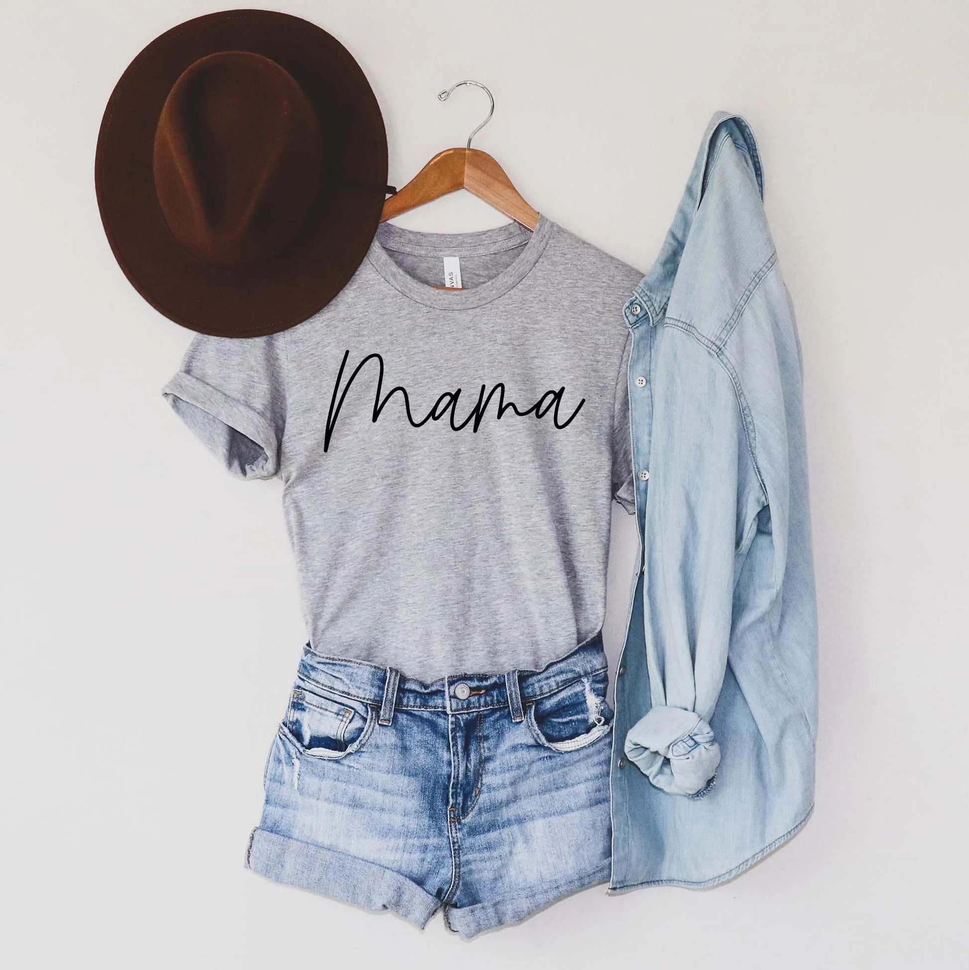 MAMA Graphic Tee- Dusty Blue