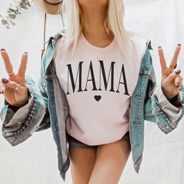 MAMA Heart Graphic Tee-PINK
