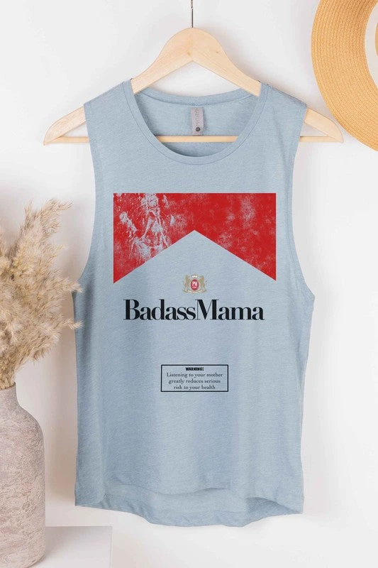 Badass Mama Cut-off Tee - BLUE