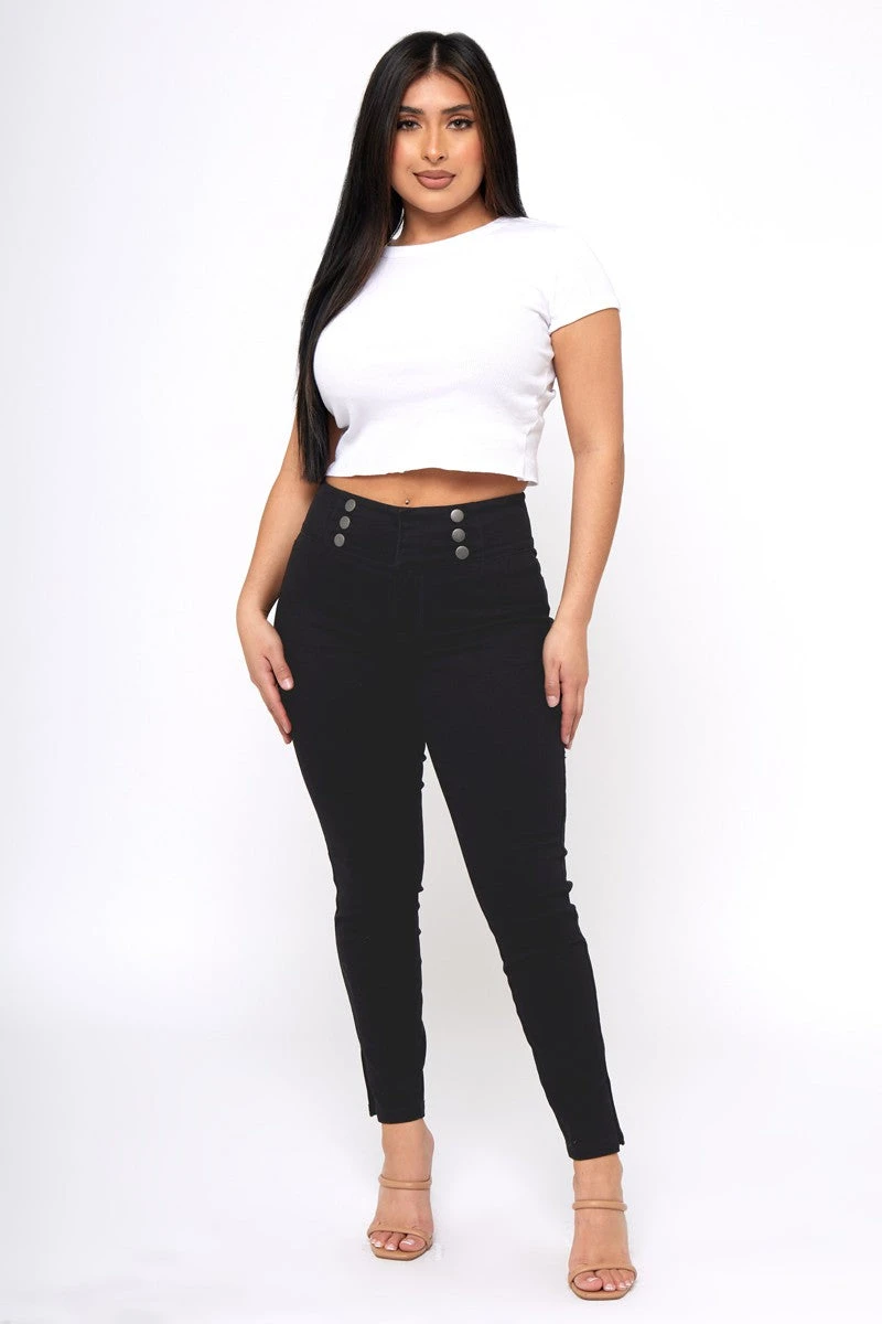 Faux Button Skinny Jean