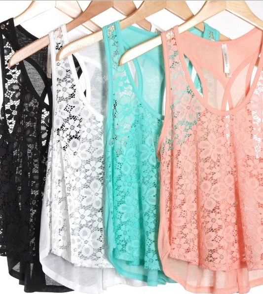 Floral Lace Swim Cover-MINT