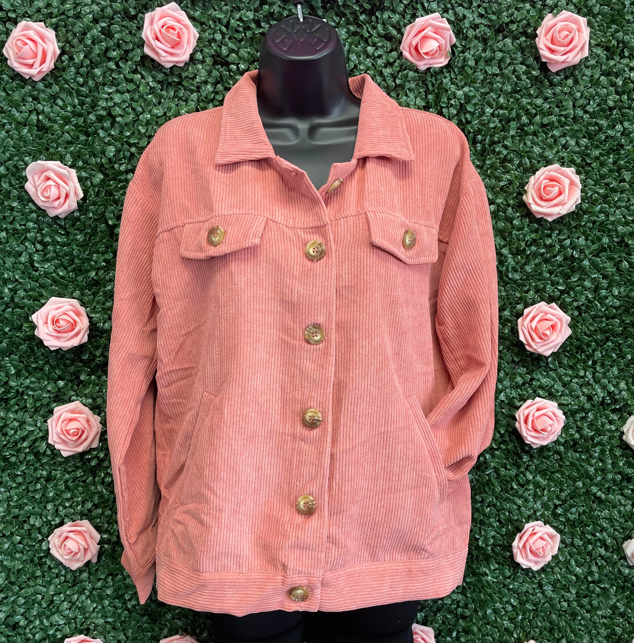 Dusty Pink Corduroy Shacket