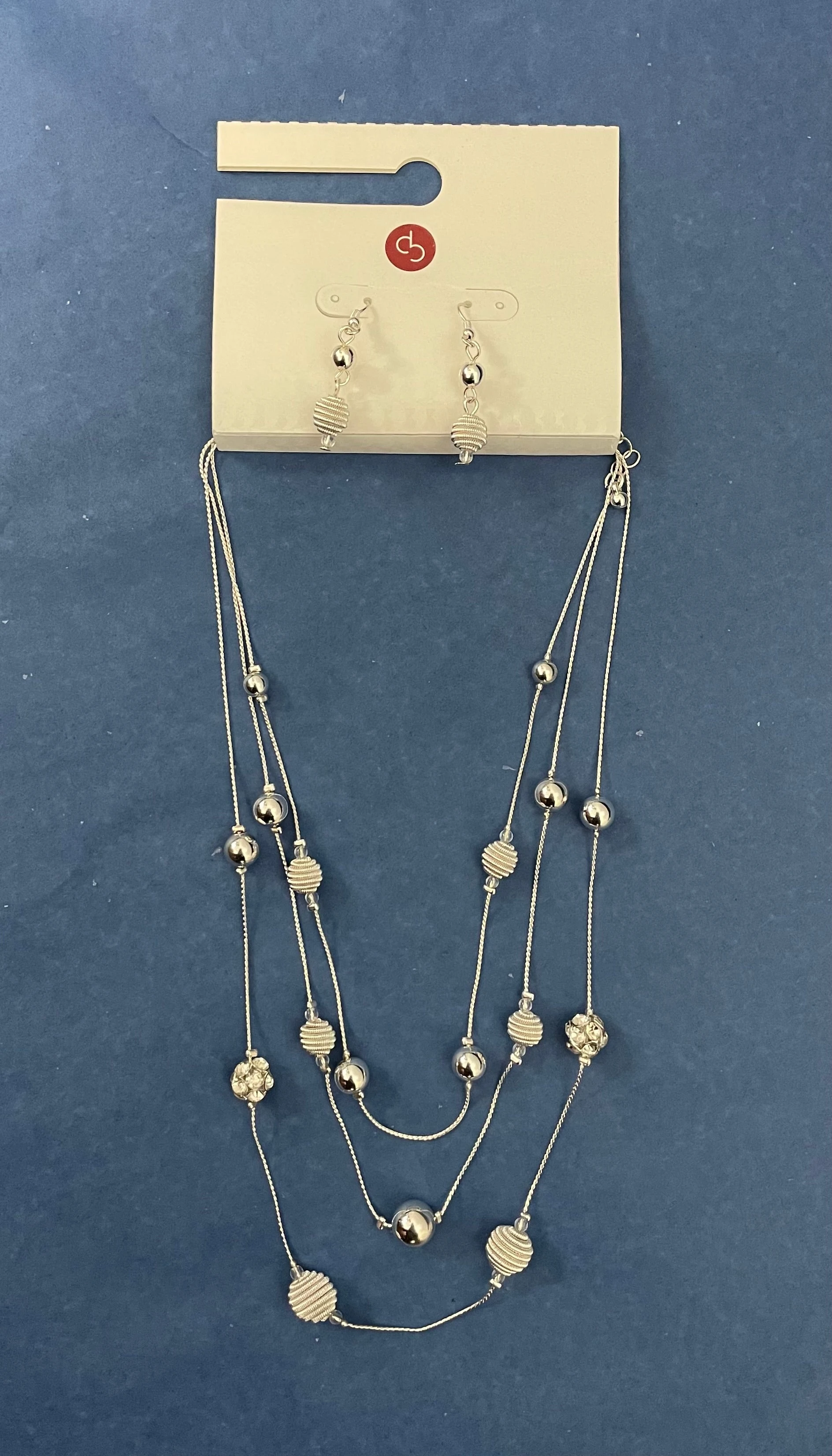 Silver beads necklace set