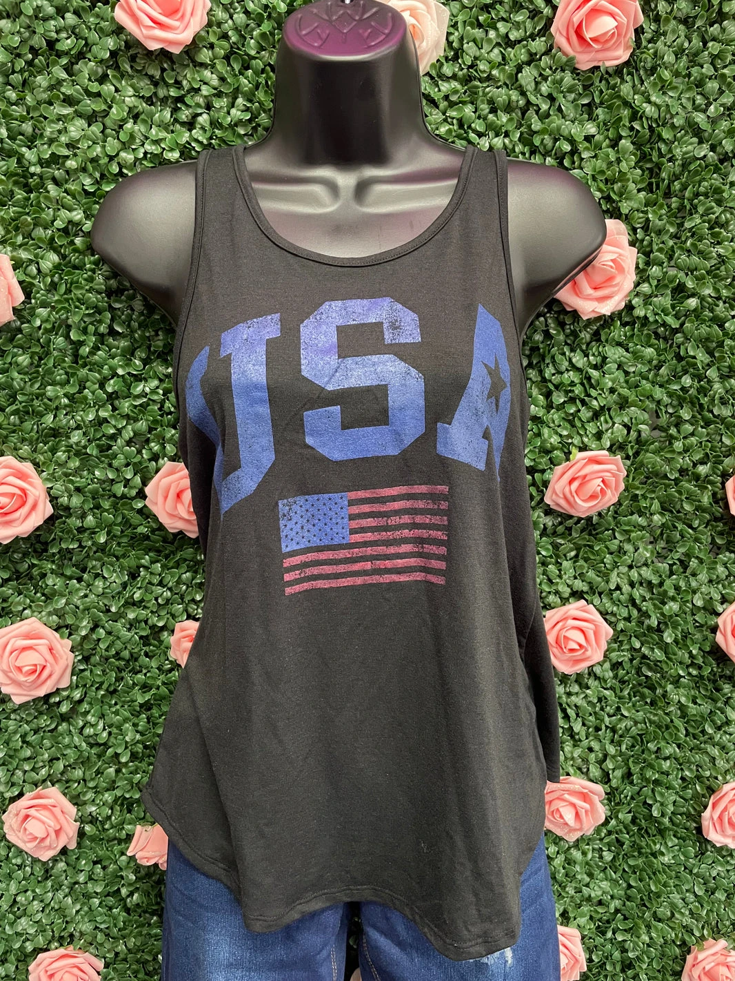 USA Racerback Tank - BLACK