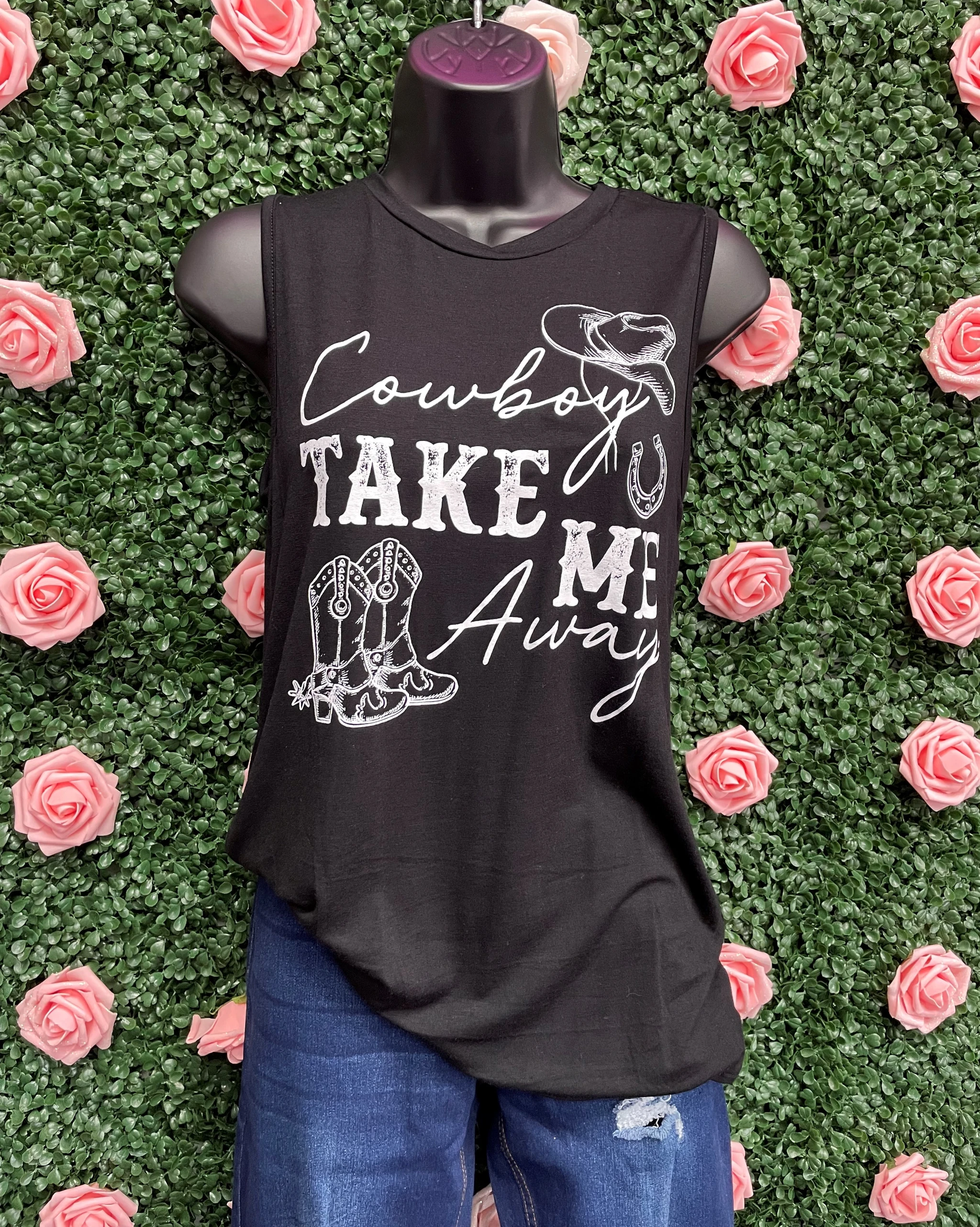 Cowboy Take Me Tank - BLACK