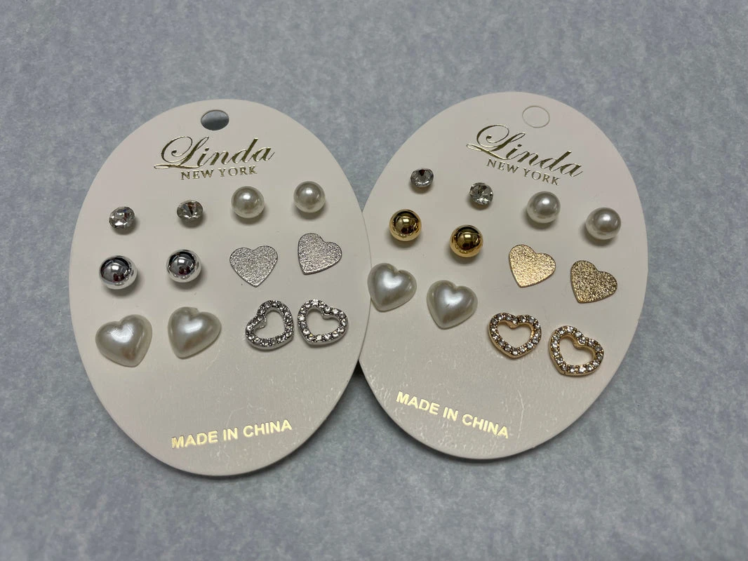 6 pc Heart Earrings