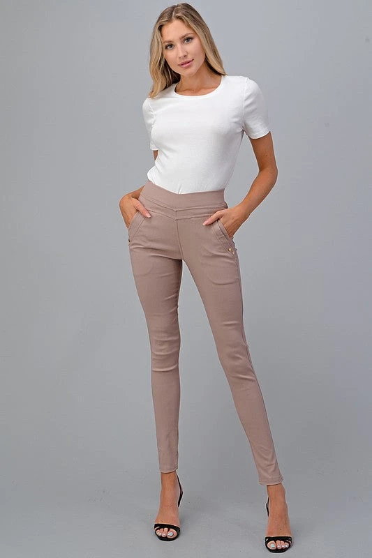 High Waist Super Stretch Skinny Jeggings - Khaki