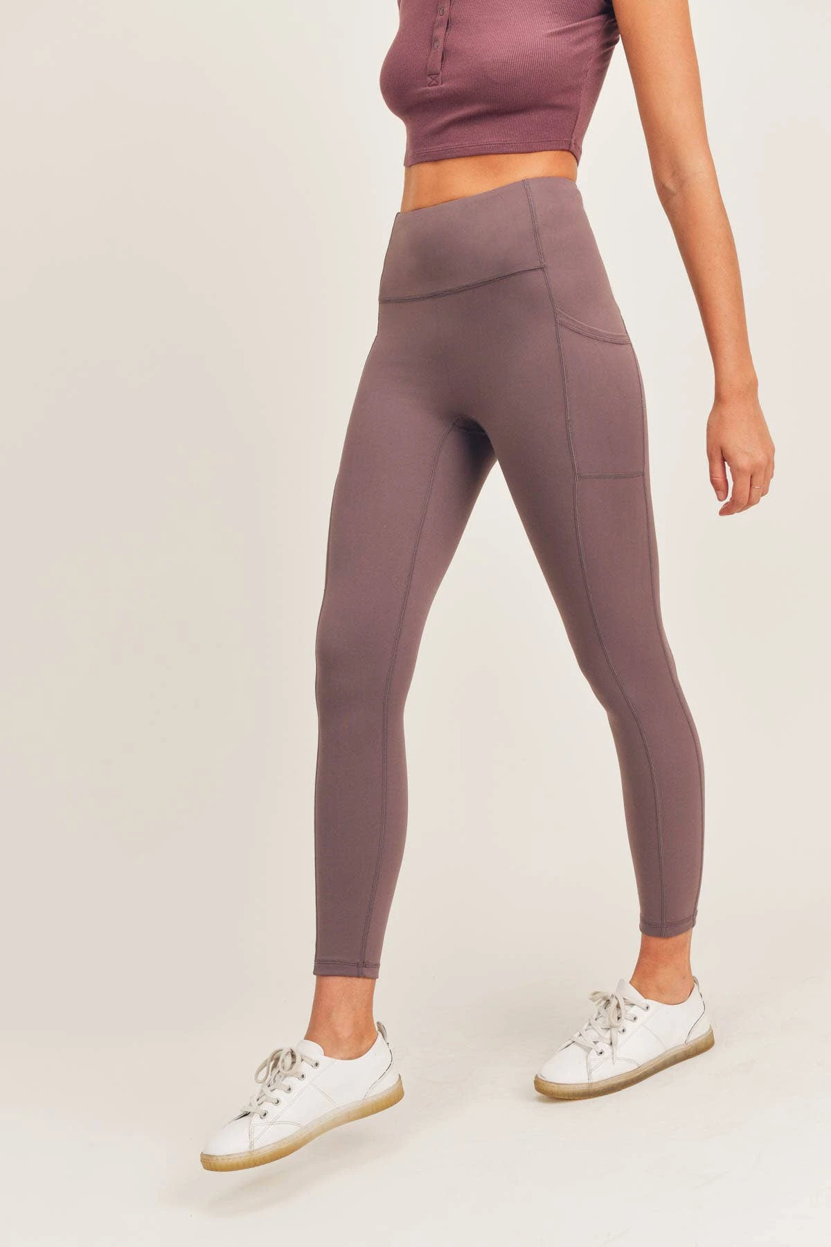 Lycra-Blend Swoop Leggings - Bark