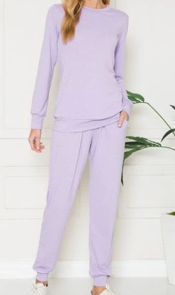 Long Sleeve Lounge Set-LILAC