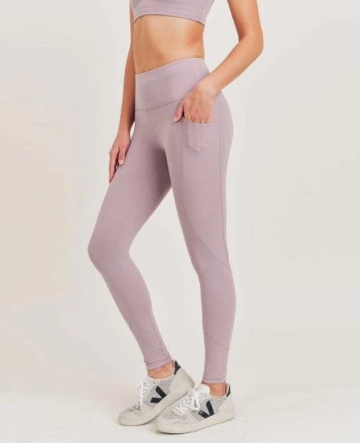 Lycra-Blend Swoop Leggings-MAUVE