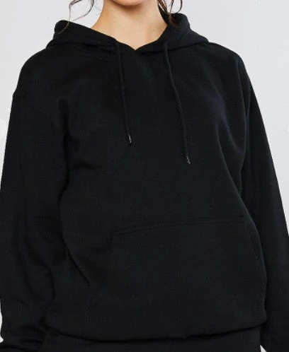Oversized Pullover Hoodie-BLACK