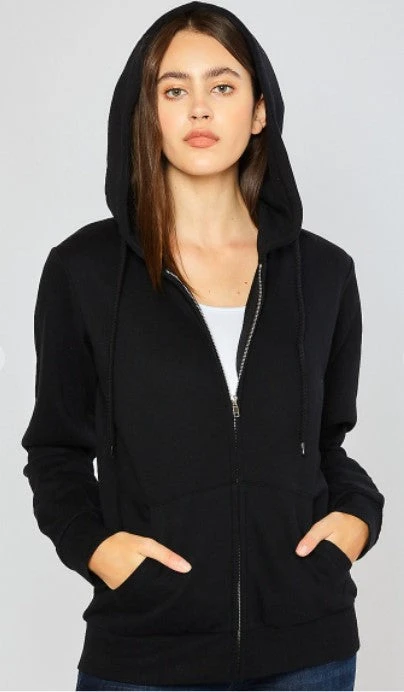 Relaxed Fit Zip Up-BLK