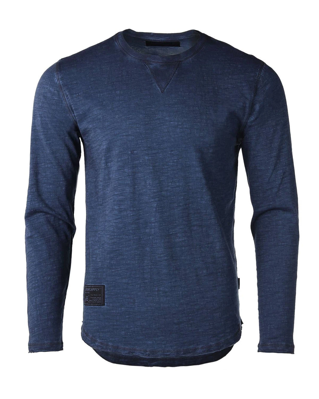 Long Sleeve Vintage Dyed Crew Neck T-Shirt - NAVY
