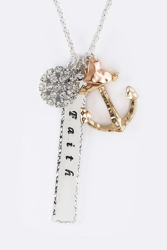 Faith/Anchor Long Necklace
