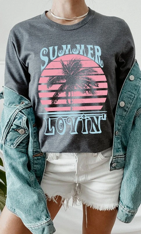 Summer Lovin' Graphic Tee-GREY