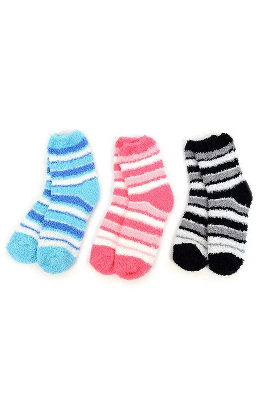 Striped Fuzzy Socks 3pk