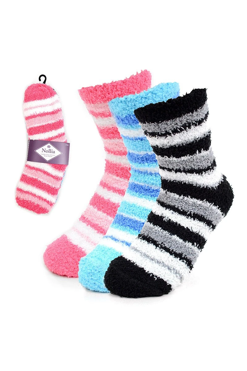 Striped Fuzzy Socks 3pk