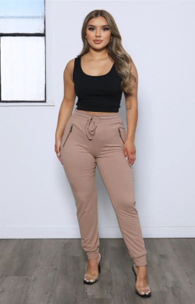Soft Stretchy Jogger Sweatpants - TAUPE