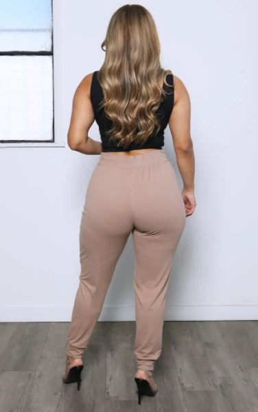 Soft Stretchy Jogger Sweatpants - TAUPE