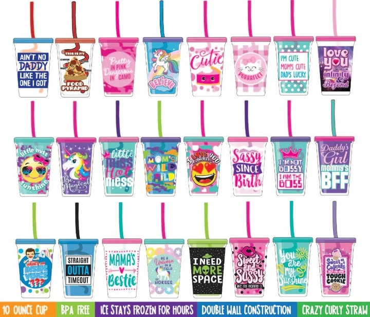 Super Cool Kids Cups with Curly Straws!
