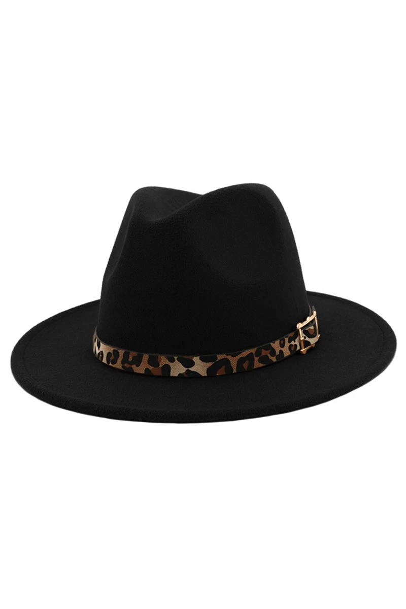 Leopard Belt Panama Hat - Black