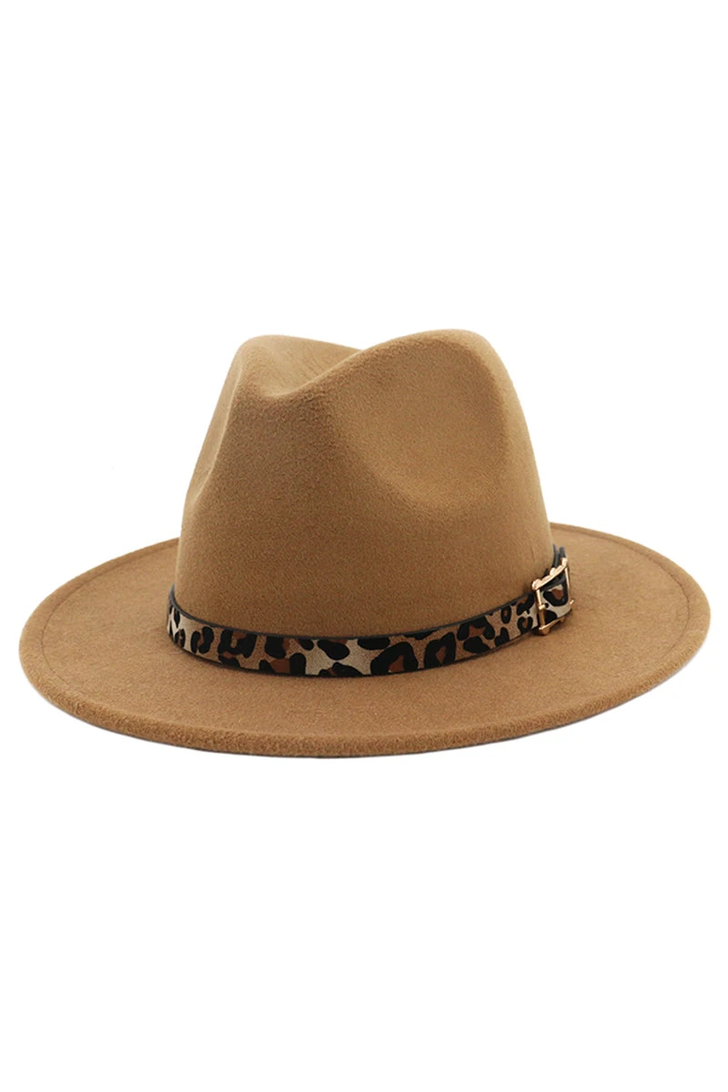 Leopard Belt Panama Hat - Camel