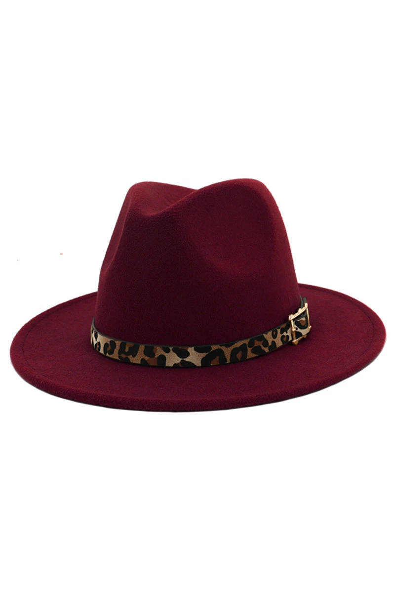 Leopard Belt Panama Hat - Wine